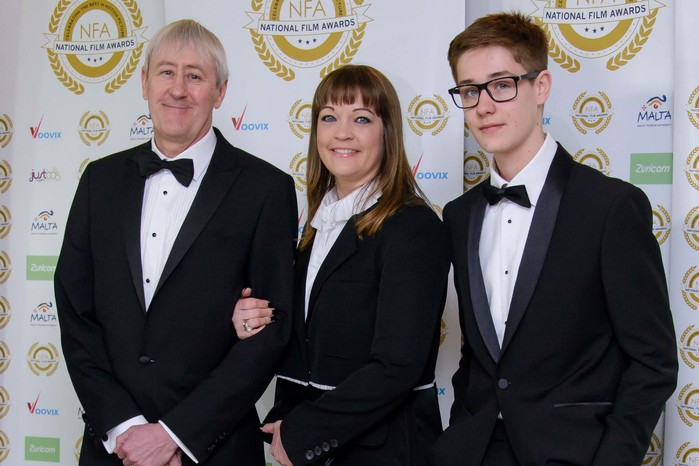 archie-lyndhurst-nicholas-lyndhurst Nicholas Lyndhurst, Lucy Smith and Archie Lyndhurst pose for a photo in formal attire