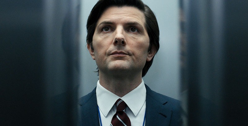 Adam Scott as Mark in Severance entering an elevator