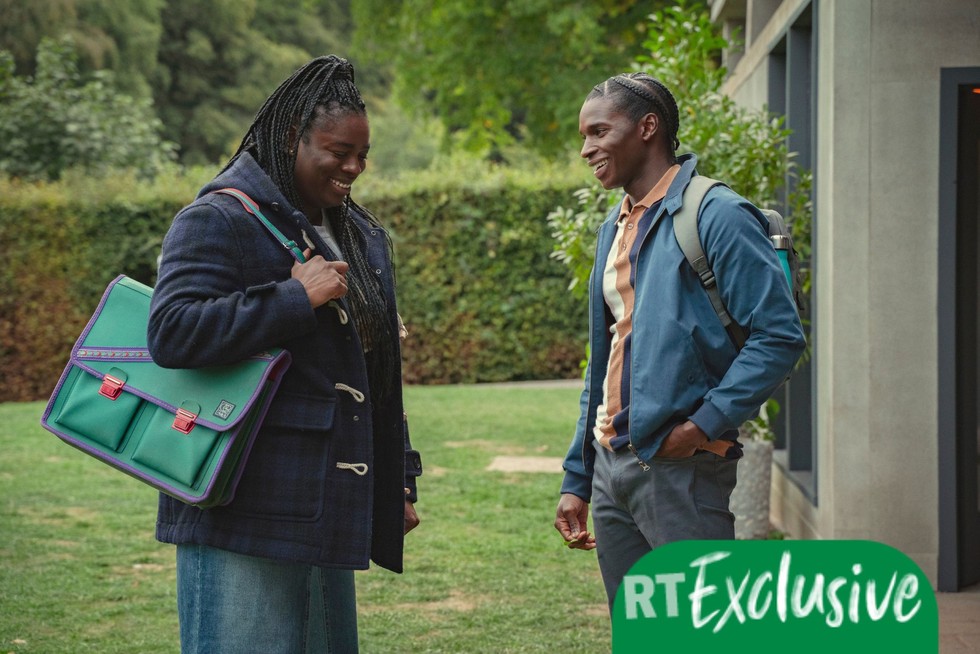 Chinenye Ezeudu as Viv, Kedar Williams-Stirling as Jackson in Sex Education Season 4